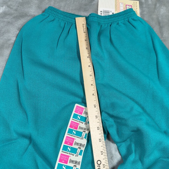 Vintage Hanes Her Way Sweatpants Women Small Green Roomy Fit Tapered 90s USA NWT - Picture 13 of 13